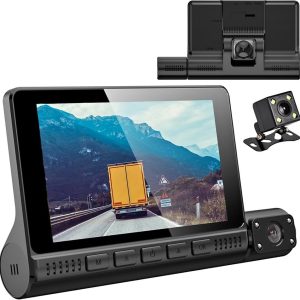 Car Dash Cam 3 Lens Camera 4 Inch Display